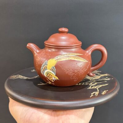 Bình trà tử sa chuyết chỉ thủ công nguyên khoáng cao cấp đất cũ hoàng long sơn 180ml đẹp.