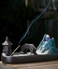 thác khói trầm hương xông nhang nụ và que dáng núi cầu đẹp 19x7,5cm