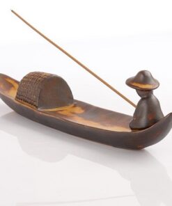 tượng xông nhang không tăm trầm hương dáng thuyền câu thủ công 25x5cm