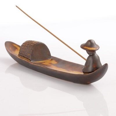 tượng xông nhang không tăm trầm hương dáng thuyền câu thủ công 25x5cm