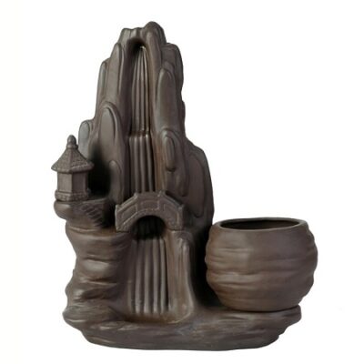 tượng xông trầm tử sa dạng thác khói trầm hương hình núi đẹp 25x19x10cm