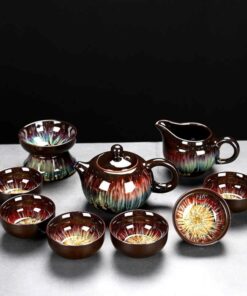 bộ ấm chén đẹp gốm thiên mục dáng tây thi cao cấp thủ công đẹp pha trà ngon kèm hộp.