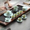 bộ tách trà đẹp gốm sứ giang tây cao cấp họa tiết hoa mẫu đơn kèm đế lót ly ấm.