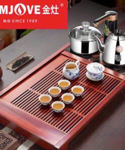 bàn trà hiện đại đun nước pha trà đa năng gỗ hương 84x42cm.