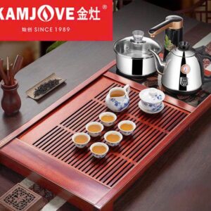 bàn trà hiện đại đun nước pha trà đa năng gỗ hương 84x42cm.