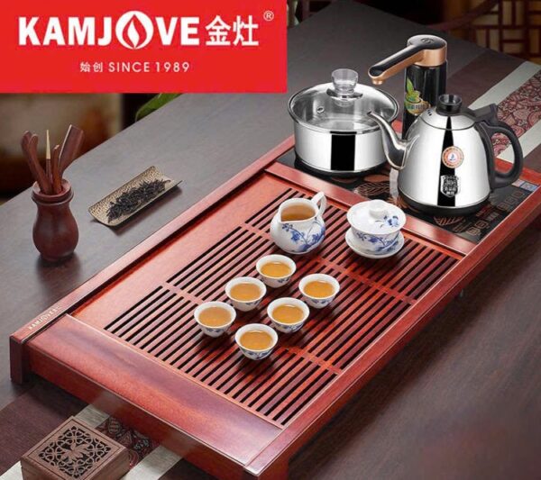 bàn trà hiện đại đun nước pha trà đa năng gỗ hương 84x42cm.
