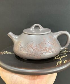 Ấm Tử Sa Đất Cũ Nguyên Khoáng Thạch Biều Khắc Biển 200ml ATS206