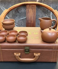 bộ ấm trà tử sa cao cấp nê hưng tây thi thủ công có hộp da đẹp pha trà ngon