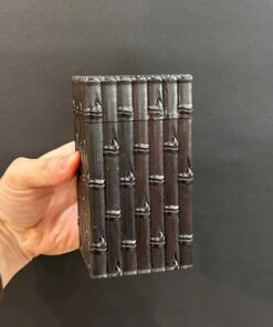 hộp đựng trà bằng gỗ dáng vuông đốt trúc đẹp nắp kín cao 12.5cm HT17