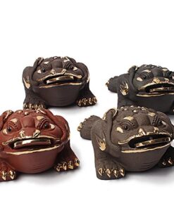 thiềm thừ tử sa dáng cóc ngậm tiền nguyên khoáng nghi hưng thủ công họa tiết nhũ vàng