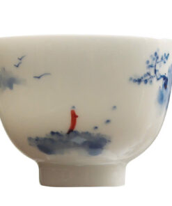 chén trà sứ cảnh đức đẹp vẽ tay ngắm hoa trên núi thủ công 70ml CS09.