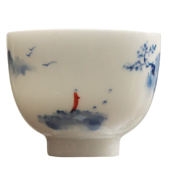 chén trà sứ cảnh đức đẹp vẽ tay ngắm hoa trên núi thủ công 70ml CS09.