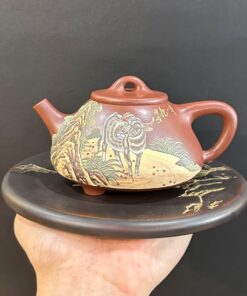 ấm tử sa nghi hưng hình trâu trong bộ 12 con giáp nguyên khoáng đất cũ 230ml ATS166