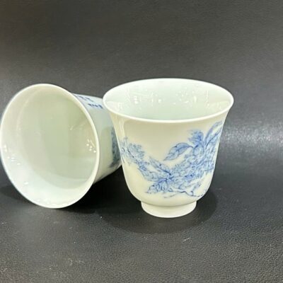 chén sứ cảnh đức vẽ tay làm chén uống trà cỡ nhỏ dáng cao đẹp 50ml CS21