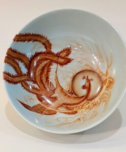 Chén sứ Cảnh Đức men Phấn Thái "Cửu Vĩ Phượng"  CS20