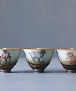 Chén sứ cảnh đức gốm thái hội thủ công vẽ tay 12 con giáp 85ml CS24
