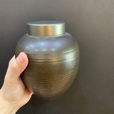 hũ đựng trà tử sa  hỏa biến nắp xoáy 2 lớp kín bền đẹp 1100ml màu đồng đẹp.