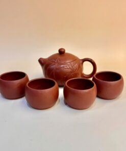 Ấm tử sa Nghi Hưng tây thi khắc hoa lan kèm 4 chén ATS267