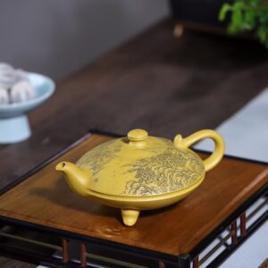 bình trà tử sa hư biến đoàn nê đất cũ khắc sơn thủy thủ công 500ml quần ẩm đẹp.