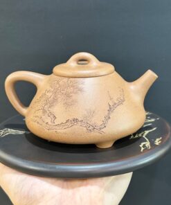 ấm trà tử sa trung quốc đất cũ đoàn nê thạch biều 250ml thủ công khắc tùng đẹp