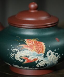 Ấm Tử Sa Đáy Tào Thanh Lục Nê Đất Cũ Đại Bân Cá Hoá Rồng 250ml ATS288