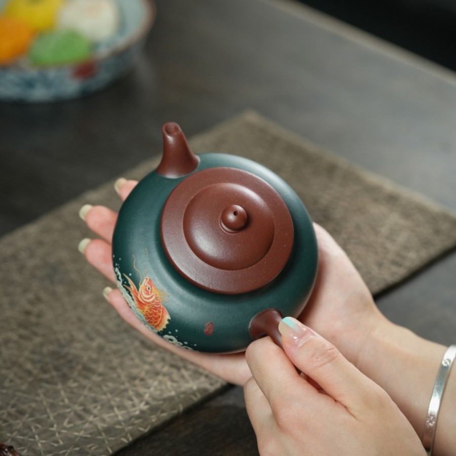 Ấm Tử Sa Đáy Tào Thanh Đất Cũ Đại Bân Cá Vượt Vũ Môn 250ml ATS288 - Ảnh 3