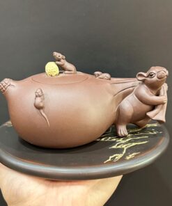 bình trà tử sa ngũ thử cao cấp nguyên khoáng đáy tào thanh nghi hưng 290ml thủ công đẹp.