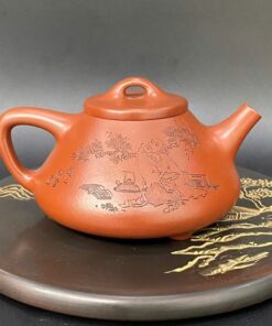 ấm trà tử sa thạch biều đất cũ cao cấp khắc thần trà thủ công đẹp pha trà ngon 240ml.
