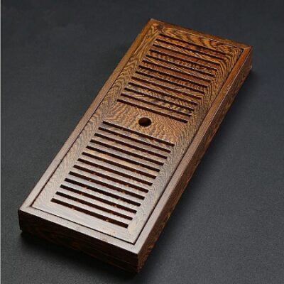khay trà gỗ cánh gà để ấm chén trà dáng hộp dài hiện đại bền đẹp 43x17cm