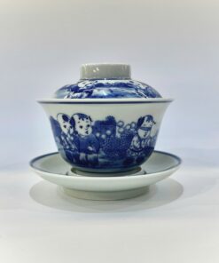 ấm trà sứ cảnh đức cao cấp dáng tiềm trà vẽ bách nhi đồ đẹp 180ml AS08.