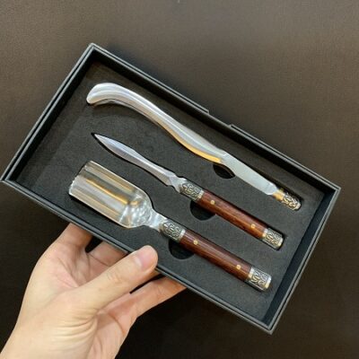 bộ pha trà cao cấp đẹp xịn 3 món bằng hợp kim sáng bóng đẹp dễ cầm
