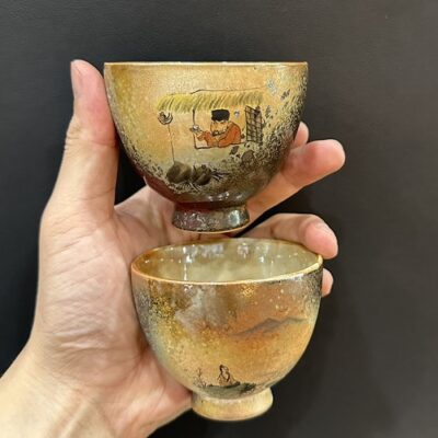 Ly trà sứ cảnh đức gốm thái hội nung củi vẽ tay trà chiều làm chén chủ đẹp 110ml.