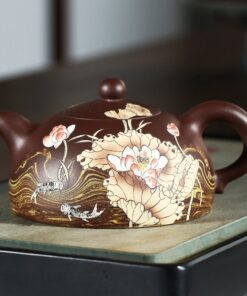 Ấm Tử Sa Đất Cũ Bán Nguyệt Tử Nê Đài Hoa Sen 300ml ATS107