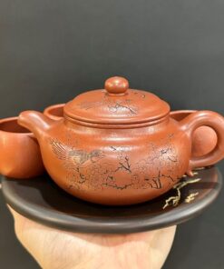 ấm trà tử sa nghi hưng đất cũ phỏng cổ kèm 4 ly đẹp 240ml pha trà tứ ẩm