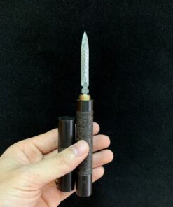 dao khư trà phổ nhĩ lưỡi inox cán gỗ mun và hương 17cm khắc rồng.