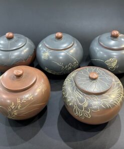 Hộp đựng trà tử sa nê hưng hỏa biến thủ công dáng tròn đẹp HT90