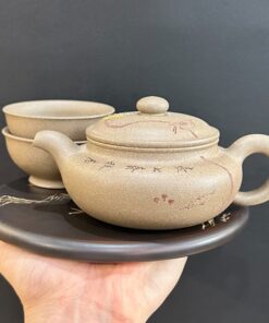 ấm tử sa cao cấp đất cũ biển phúc kèm 2 chén thủ công đẹp 230ml ATS322