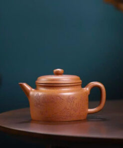 ấm trà tử sa nguyên khoáng đất cũ dáng đức trung khắc sơn thủy đẹp 240ml ATS40.