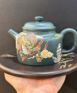 ấm tử sa đắp nổi rồng cao cấp nguyên khoáng đất cũ lục nê đẹp pha trà ngon 250ml