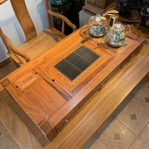 bàn pha trà bằng điện khung gỗ hương đá kèm bộ bếp đun nước pha trà tự động kj530.