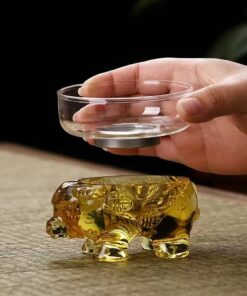 Lọc trà thủy tinh cao cấp hình trâu vàng màng lọc inox bền đẹp LT09