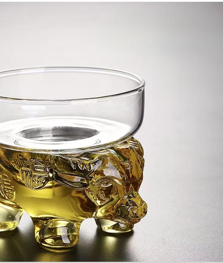 Lọc trà thủy tinh cao cấp hình trâu vàng màng lọc inox bền đẹp LT09 - Ảnh 4