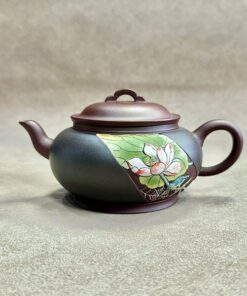 Ấm tử sa Nghi Hưng Nhất Lạp Châu khắc sen cá 230ml ATS126