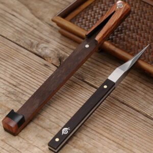Đồ tách trà bánh đẹp cán gỗ mun lưỡi thép không rỉ 15x18cm DC37.