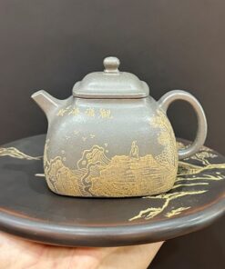 bình trà tử sa nghi hưng dáng tứ phương nguyên khoáng đất cũ 180ml pha trà ngon