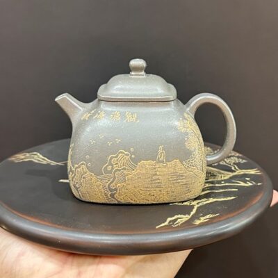 bình trà tử sa nghi hưng dáng tứ phương nguyên khoáng đất cũ 180ml pha trà ngon