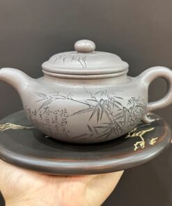 Bình trà tử sa phỏng cổ khắc trúc đẹp nguyên khoáng đất cũ 280ml pha trà quần ẩm