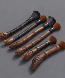 Chổi trà đẹp dưỡng ấm trà lông mượt cán gốc tre dài đẹp 23cm DC38