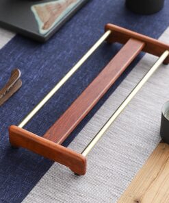 giá gác ly trà bằng gỗ hương kết hợp đồng để úp cốc chén đẹp dài 28cm