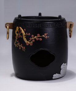 bếp đun nước pha trà bằng gang dùng với than hoa hoặc cồn họa tiết báo xuân đẹp